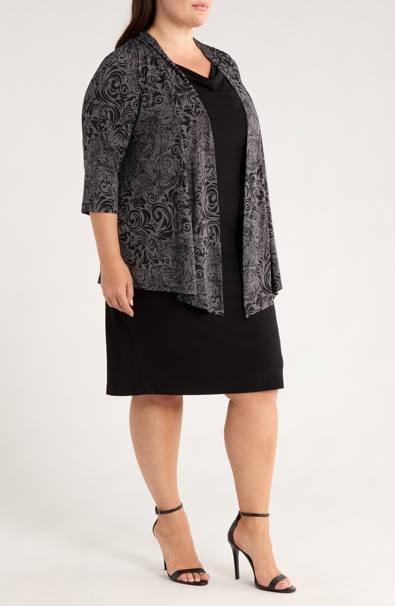 Connected Apparel Mock Jacket Dress, Alternate, color, Black