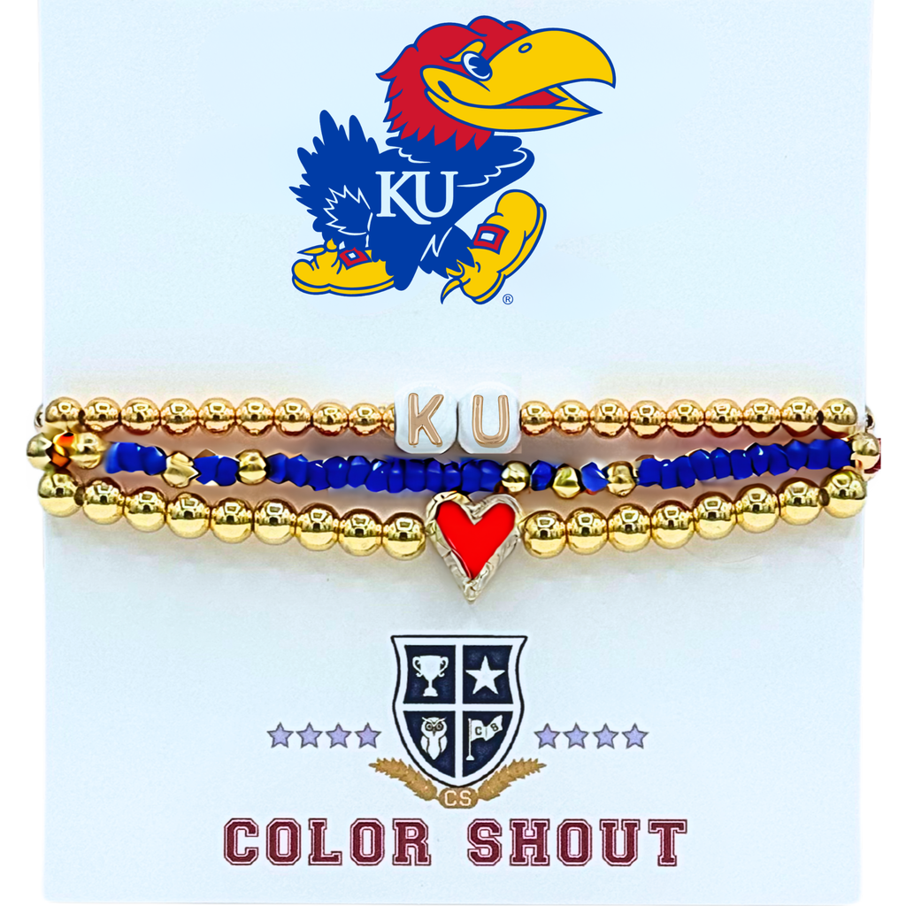 Color Shout Kansas Love My College Bracelet Stack In Gold