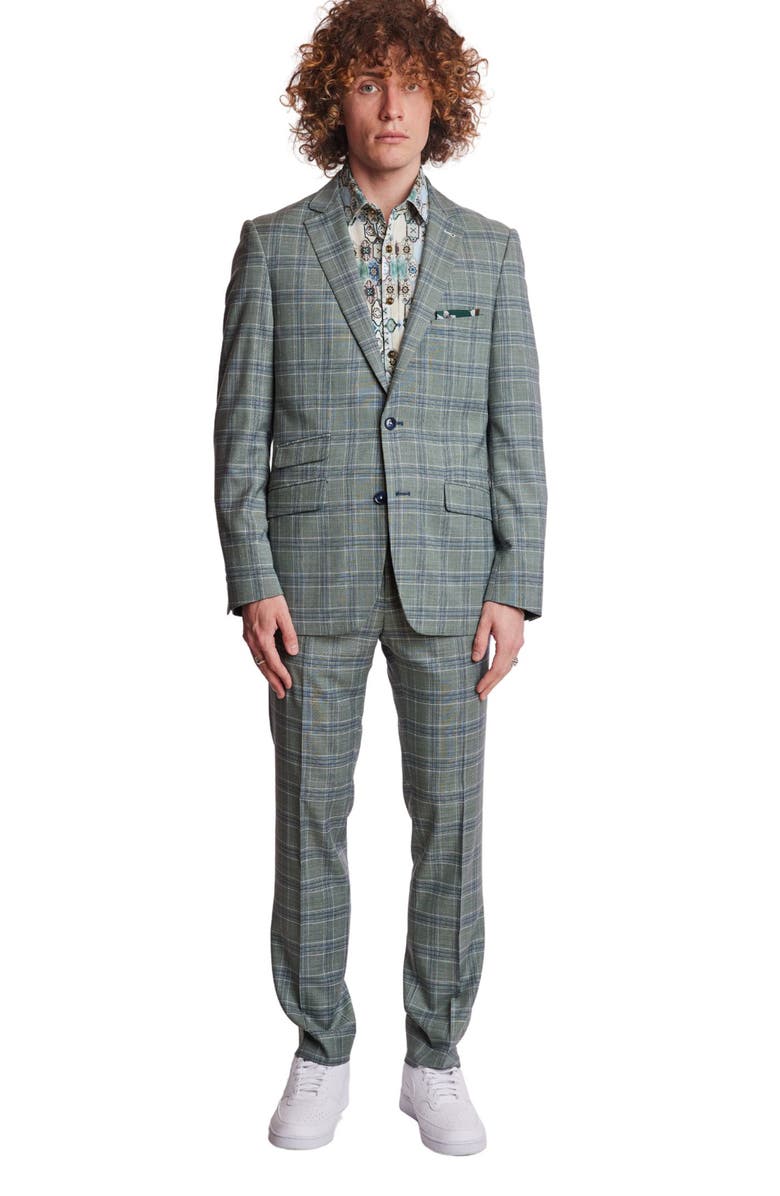 PAISLEY & GRAY Dover Slim Fit Plaid Sport Coat, Alternate, color, Green Blue White Check