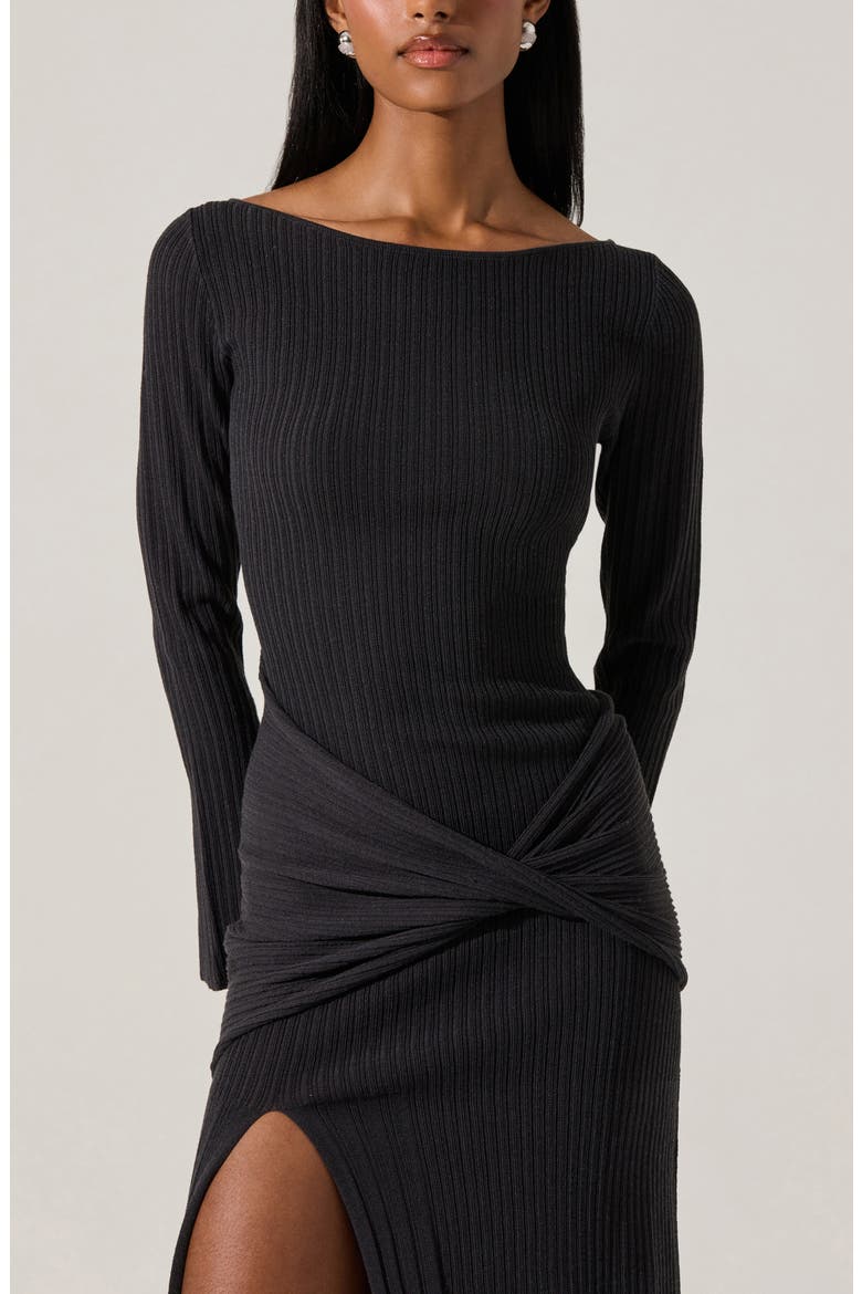 Arwyn Wrap Detail Long Sleeve Sweater Dress, Alternate, color, CHARCOAL