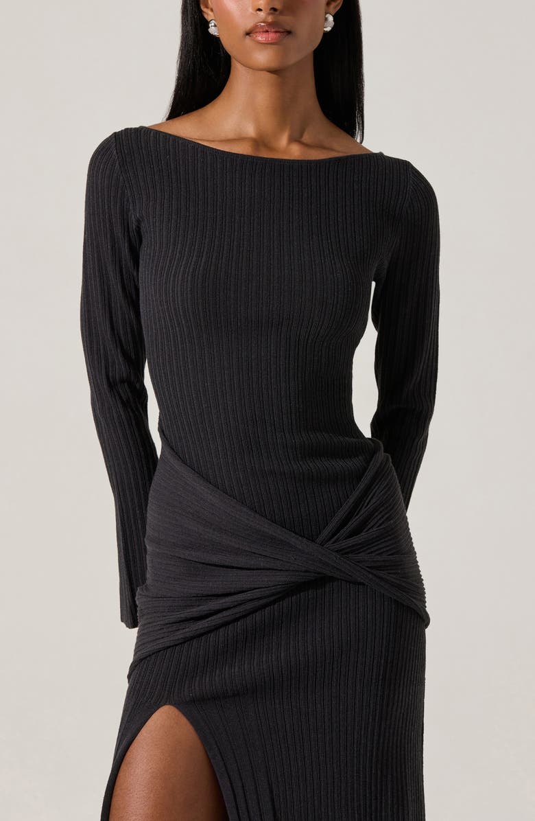 ASTR the Label Arwyn Wrap Detail Long Sleeve Sweater Dress, Alternate, color, Charcoal