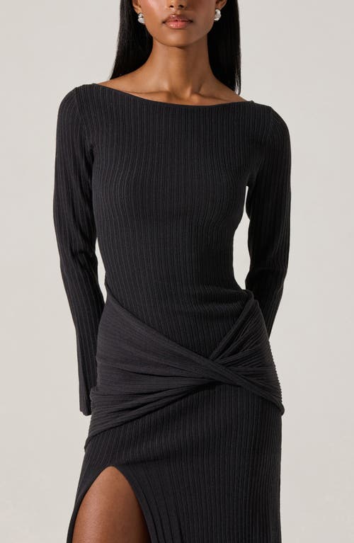 Astr The Label Arywn Wrap Detail Long Sleeve Sweater Dress In Black
