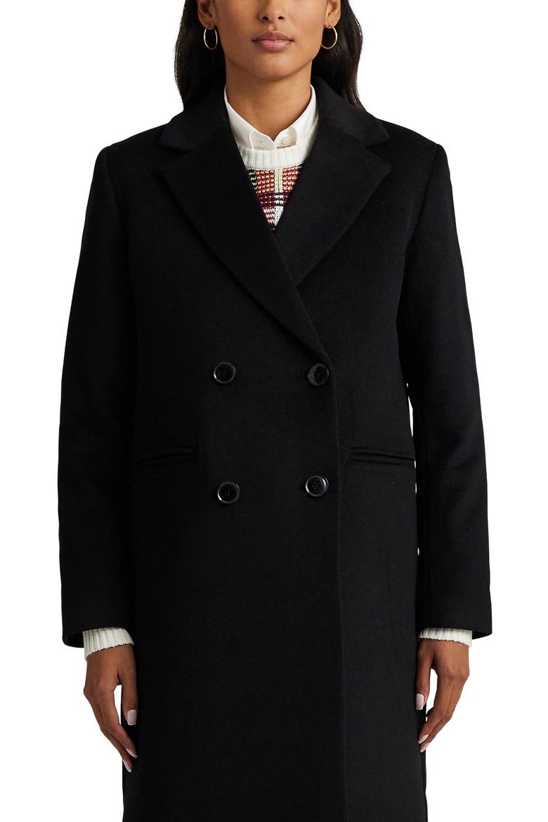 Easy Fit Wool Blend Coat, Alternate, color, BLACK