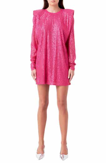 Sequin Long Sleeve Shift Minidress
