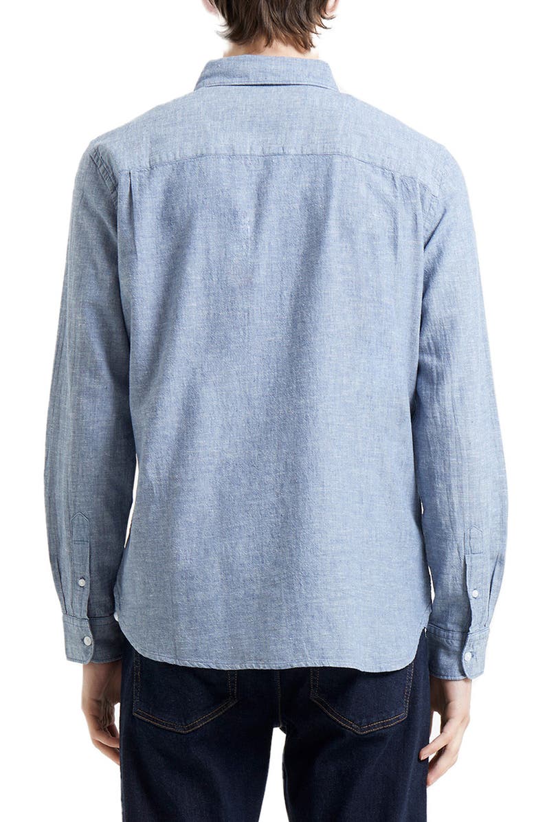 French Connection Cotton & Linen Chambray Button-Up Shirt, Alternate, color,