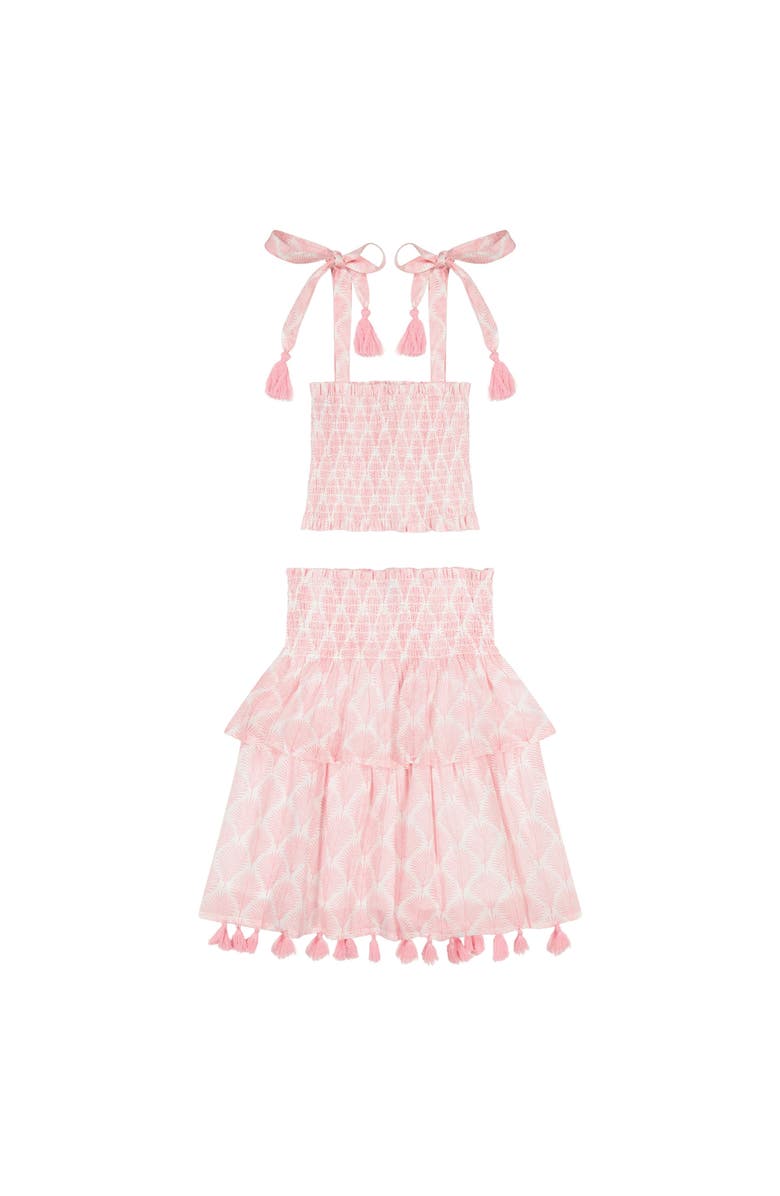 Mer St. Barth Noelle Girl's Smock Top and Maxi Skirt Set Pink Feather, Main, color, 