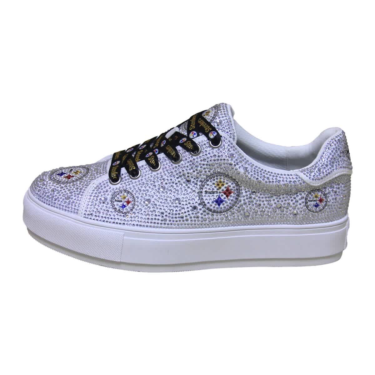 CUCE Women's Cuce White Pittsburgh Steelers Crystal Team Logo Sneakers, Alternate, color, 