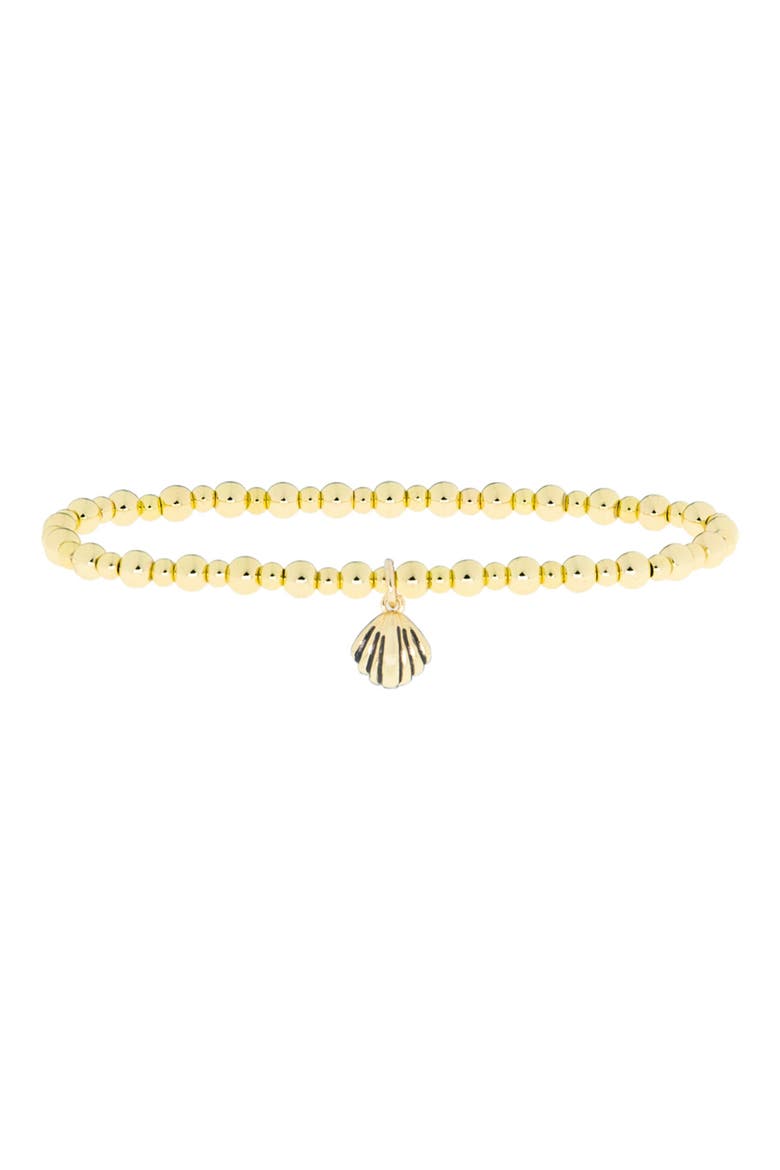 Clam Shell Charm Ball Stretch Bracelet, Main, color, GOLD