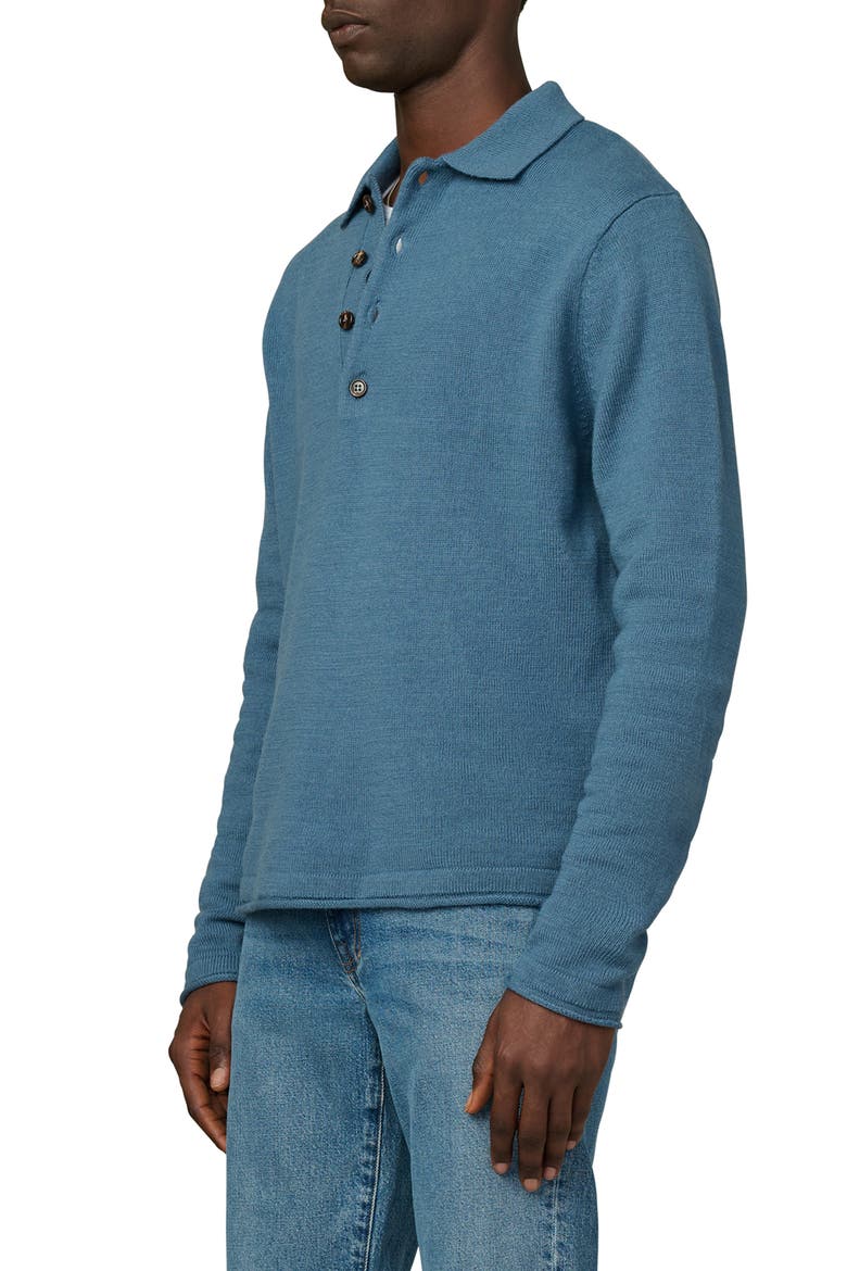 Long Sleeve Wool Polo Sweater, Alternate, color, BLUEFIN