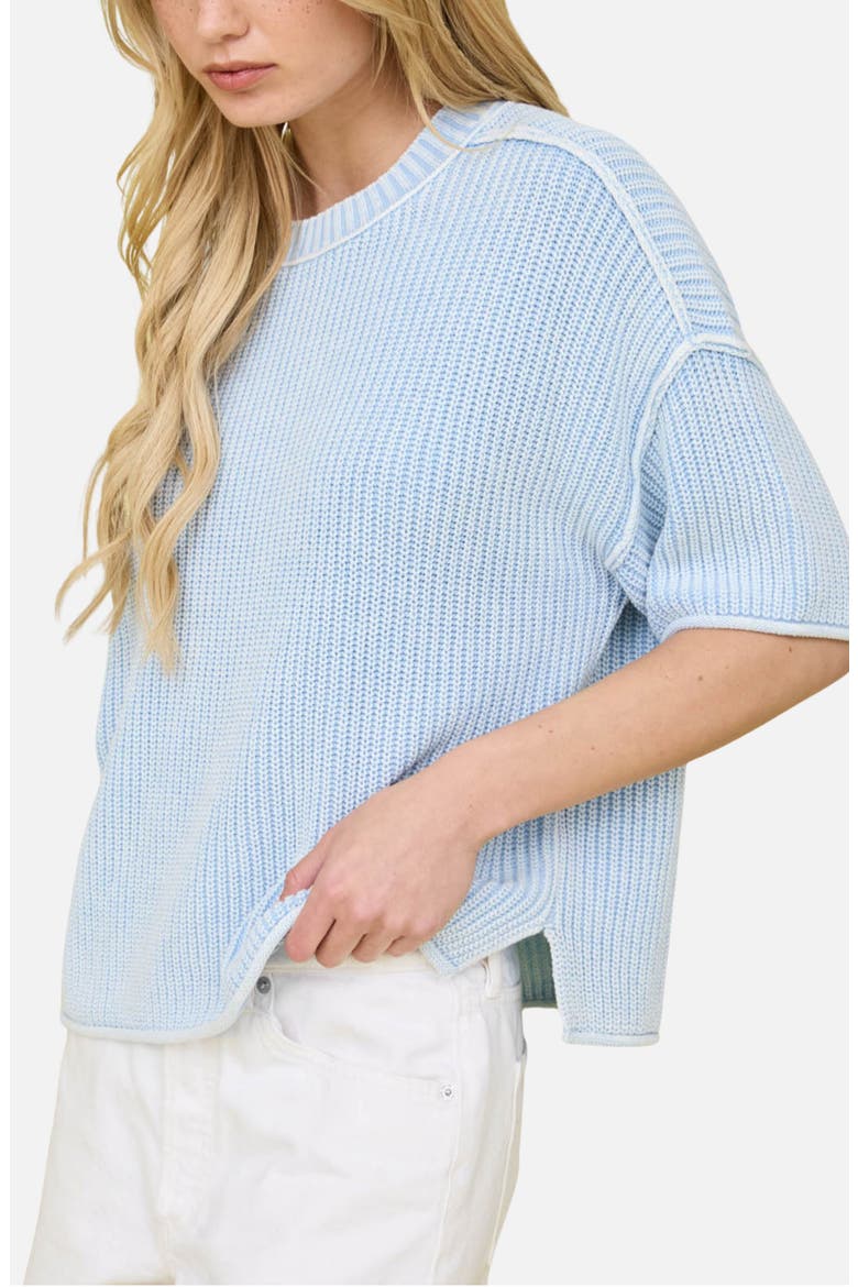 Rib Knit Raw Edge Cotton Blend Sweater, Alternate, color, LIGHT BLUE