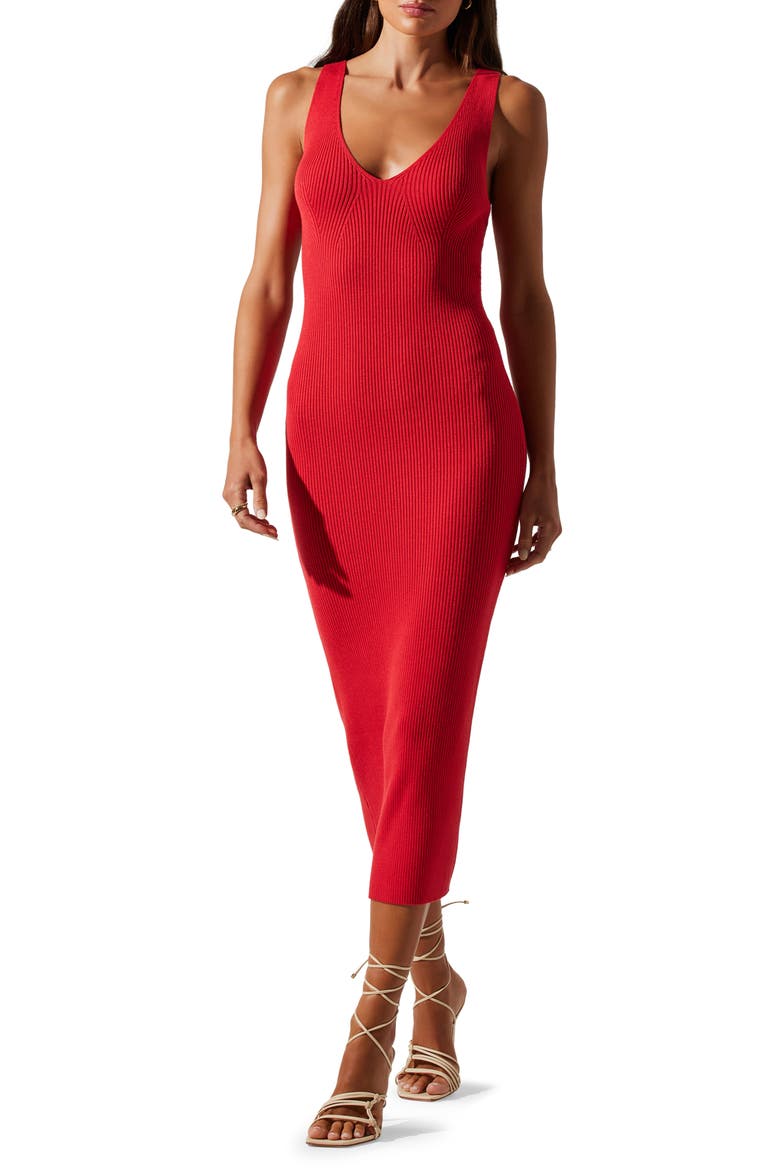 Gracen Sleeveless Cutout Sweater Dress, Main, color, RED