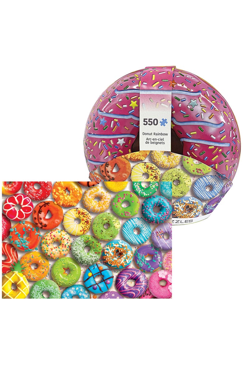 Puzzle Tin Donut Rainbow 550 Piece Jigsaw, Alternate, color, Multicolored