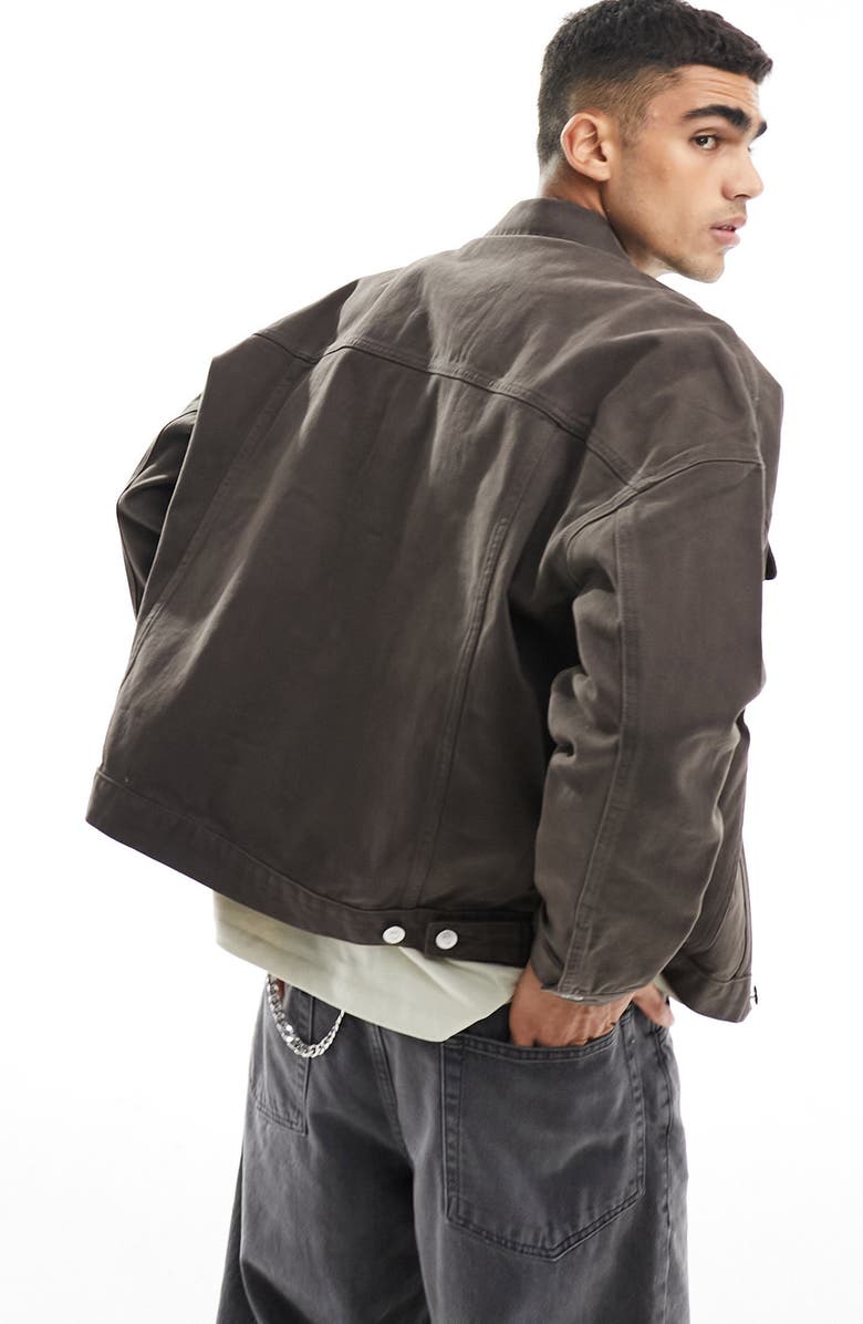 ASOS DESIGN Oversize Western Trucker Jacket, Alternate, color,