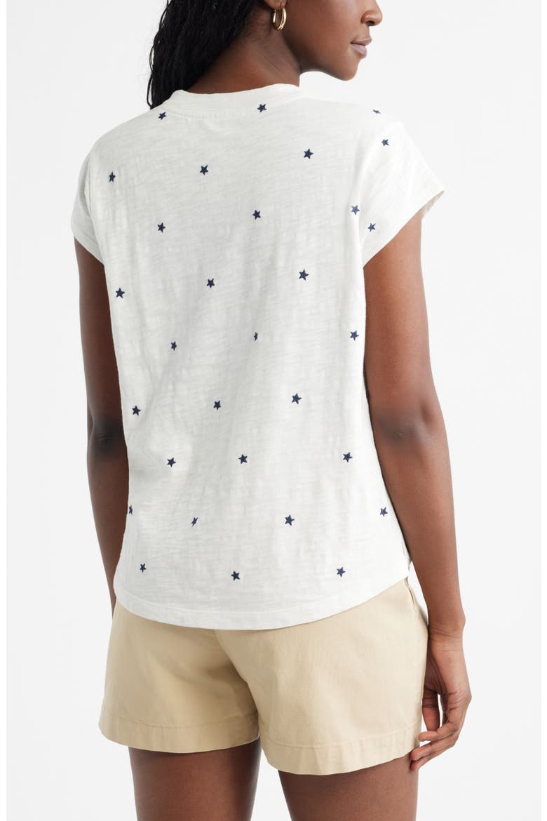 Star Embroidered Cap Sleeve T-Shirt, Alternate, color, IVORY- NAVY TOSSED STARS