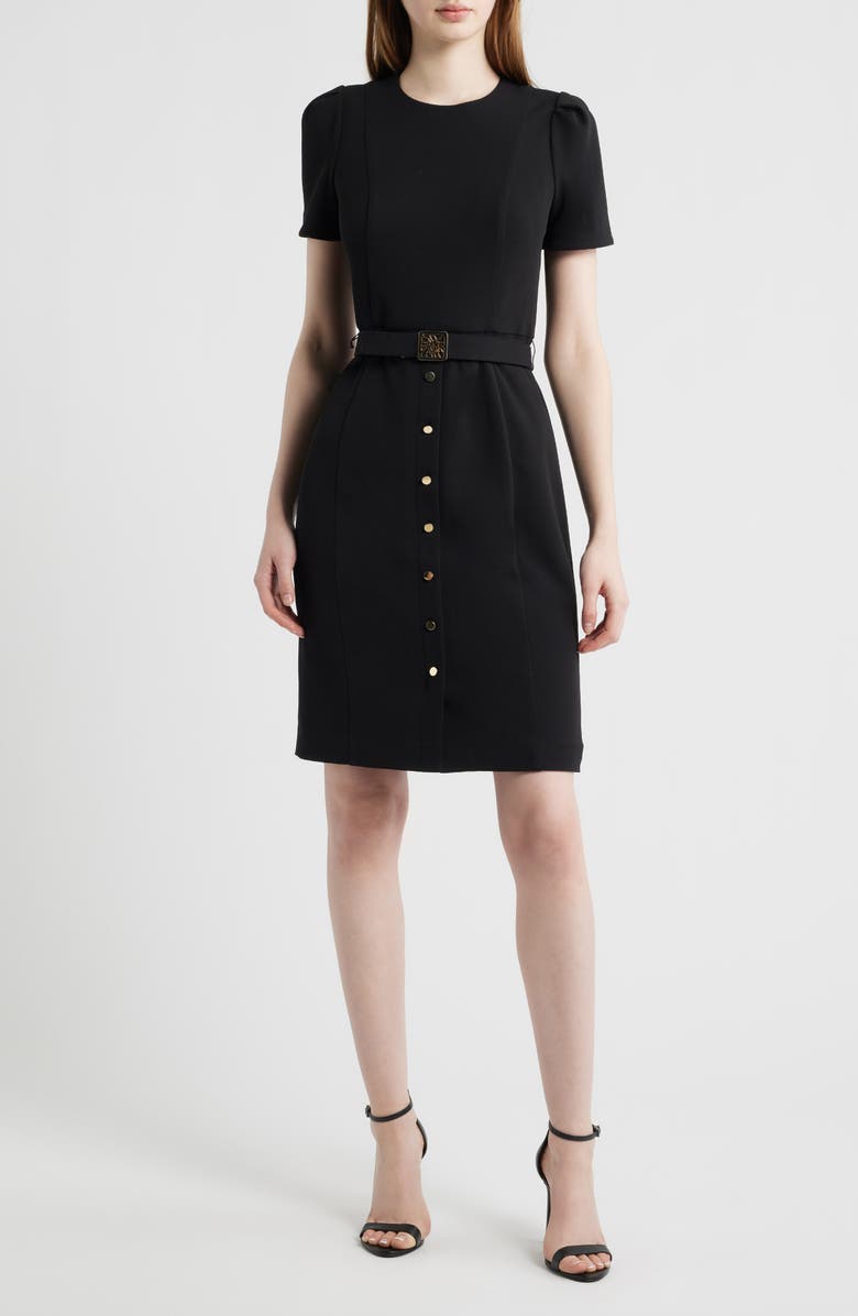 Anne Klein Belted Cool Crepe Sheath Dress, Main, color, 