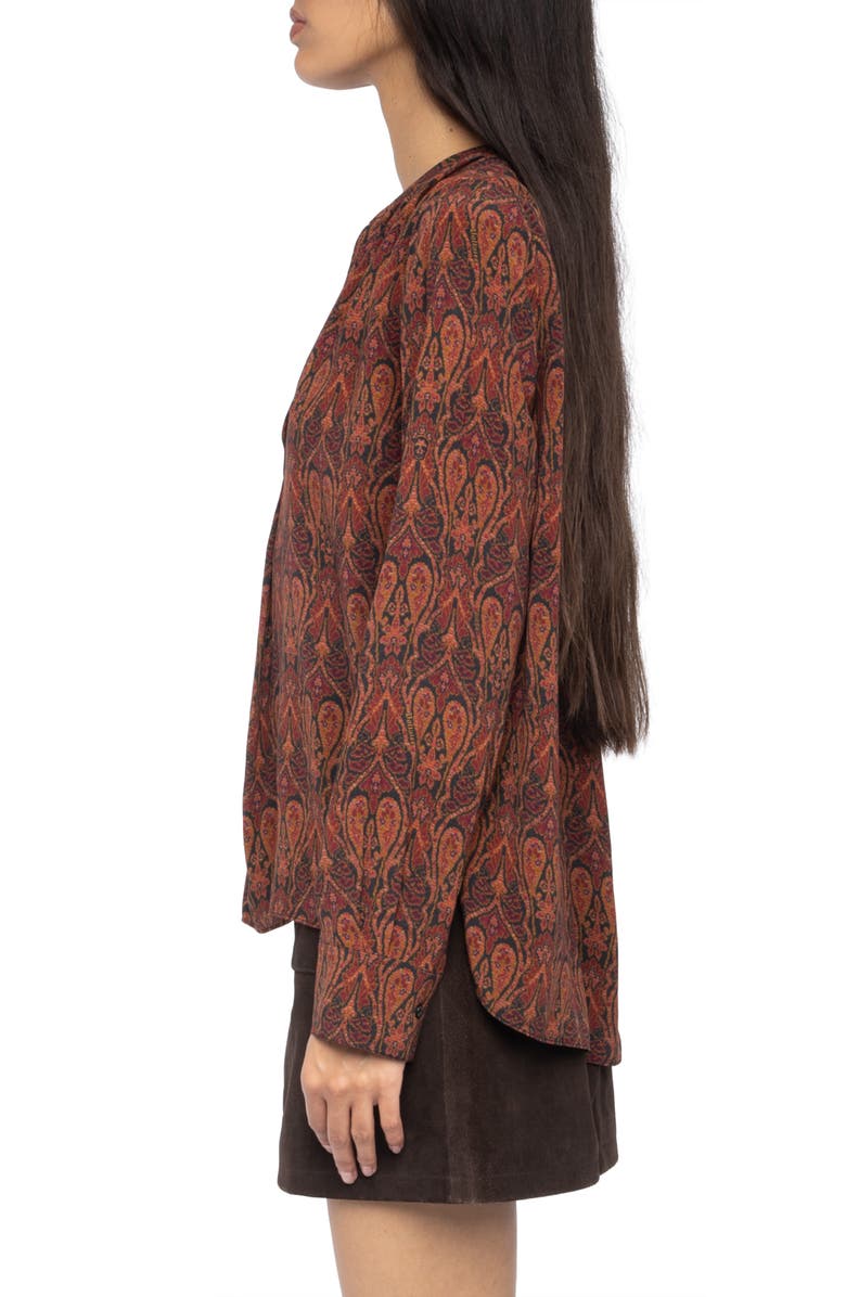 Zadig & Voltaire Tinko Paisley Print Long Sleeve Shirt, Alternate, color, Brown/ Black