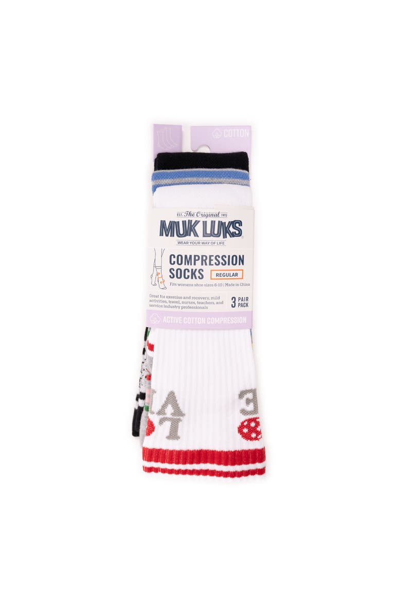 Cotton Rib Compression Crew Sock 3 Pair Pack, Alternate, color, Rainbow