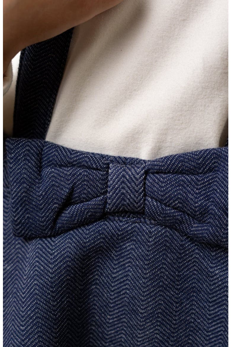 Girls' Fleece Bow Front Suspender Skirt, Toddler, Alternate, color, Navy Herringbone
