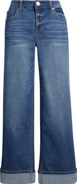 1822 Denim High Waist Cuff Slim Wide Leg Jeans