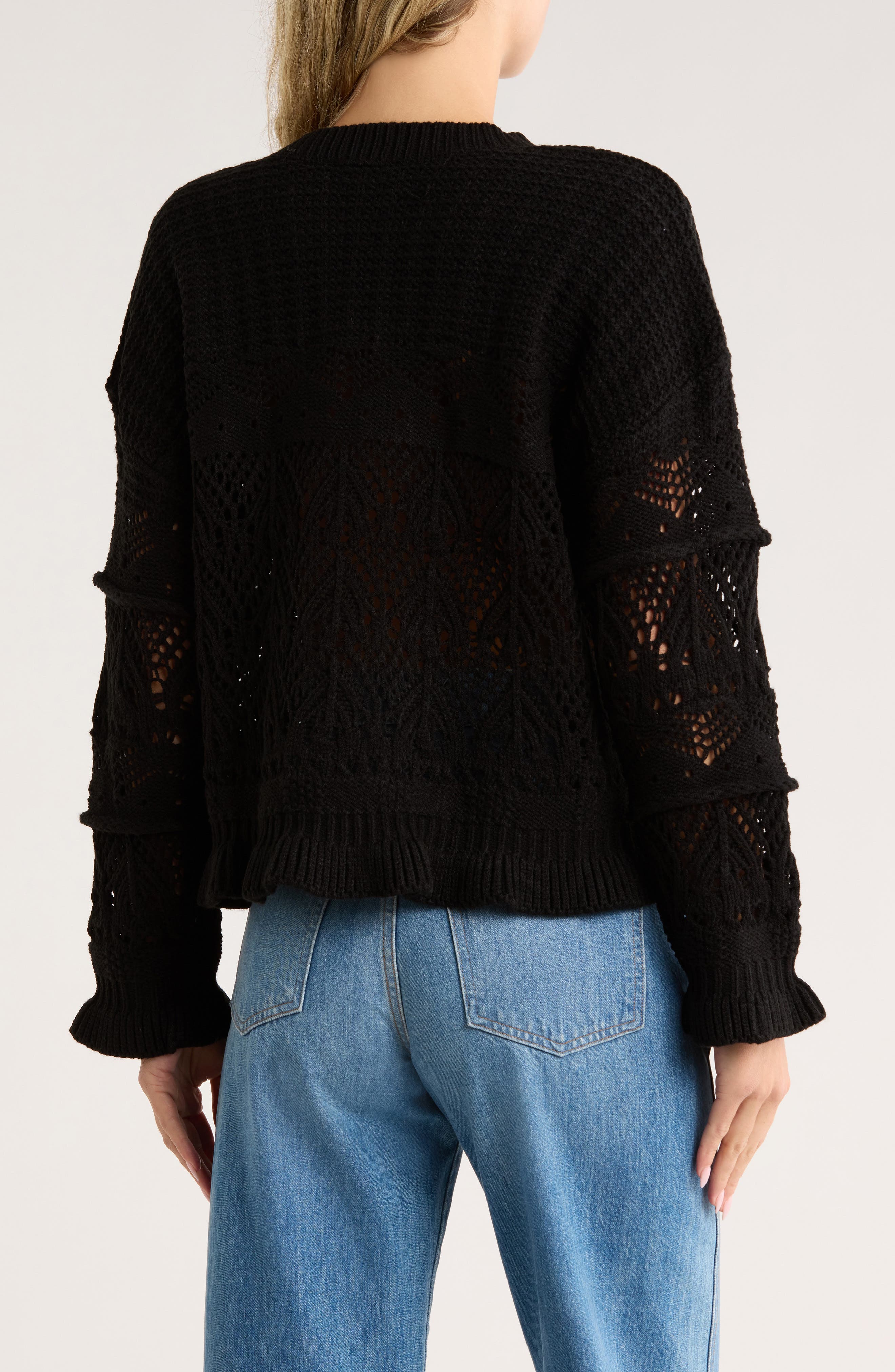 Ruffle Textured Crop Sweater - image 2