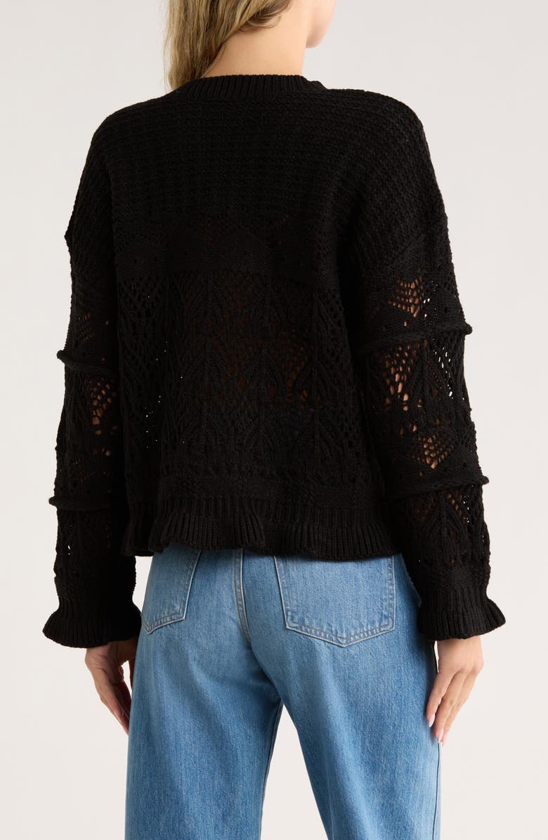 Parker Ruffle Textured Crop Sweater, Alternate, color, Rich Black