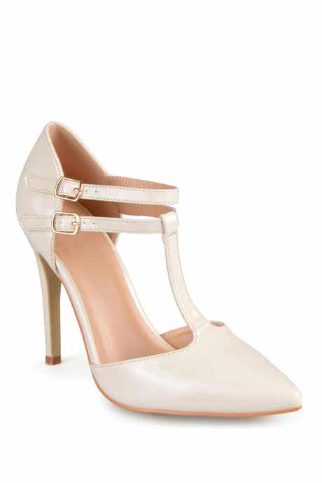 Journee Collection Patent T-Strap Pump - Wide Width Available