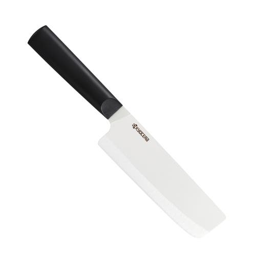 Kyocera Innovationwhite 6-inch Ceramic Nakiri Knife, White Blade With Non-slip Black Handle In Black