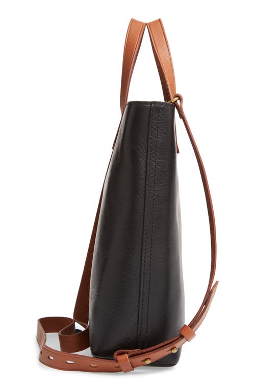 Madewell Small Transport Leather Crossbody Tote In True Black Brown