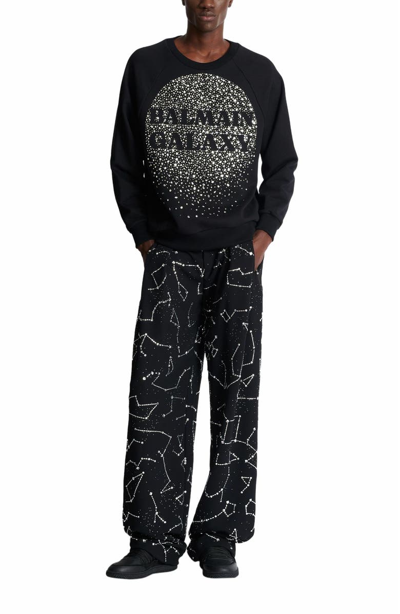 Balmain Galaxy Embroidered Sweatshirt, Alternate, color, Silver