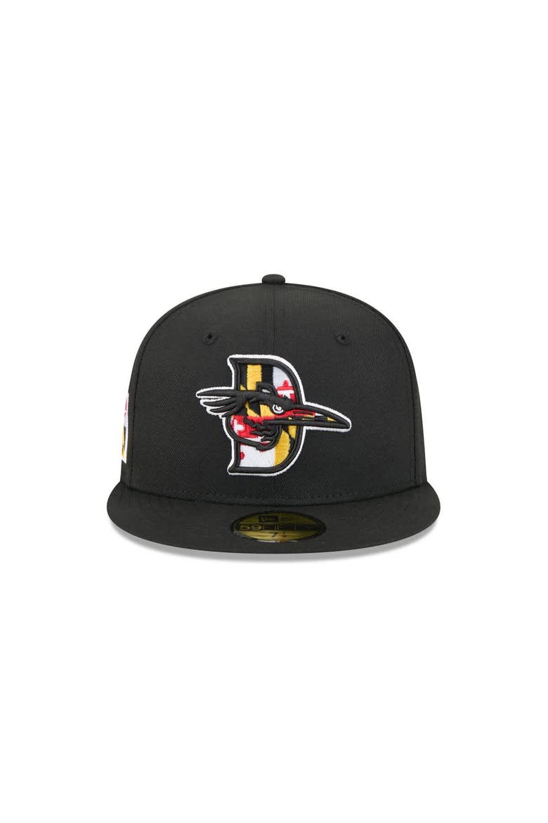Men's New Era  Black Delmarva Shorebirds Theme Nights 59FIFTY Fitted Hat, Alternate, color, Black