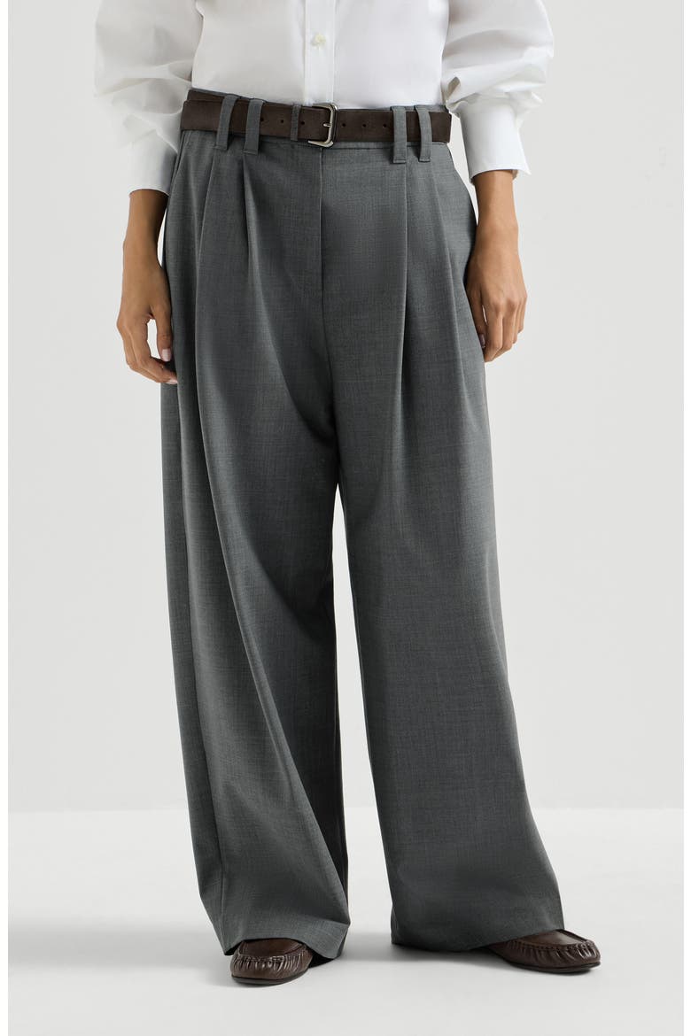 Tropical luxury wool tailored trousers with monili, Main, color, Dark Grey