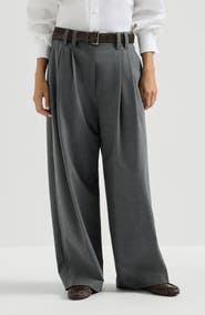 Brunello Cucinelli Tropical luxury wool tailored trousers with monili