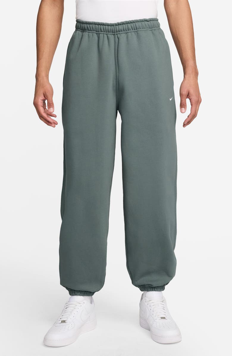 Nike Solo Swoosh Fleece Sweatpants, Main, color, Clay Green/ White