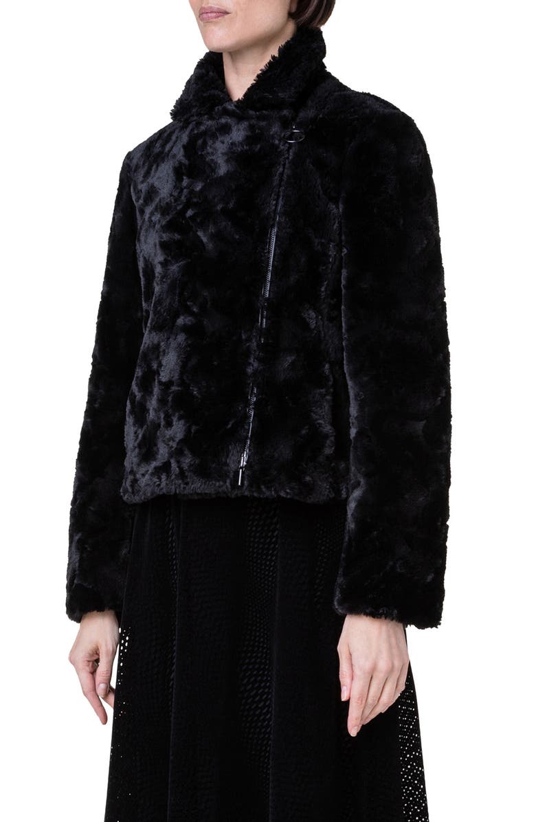 Akris punto Faux Fur Moto Jacket, Alternate, color,