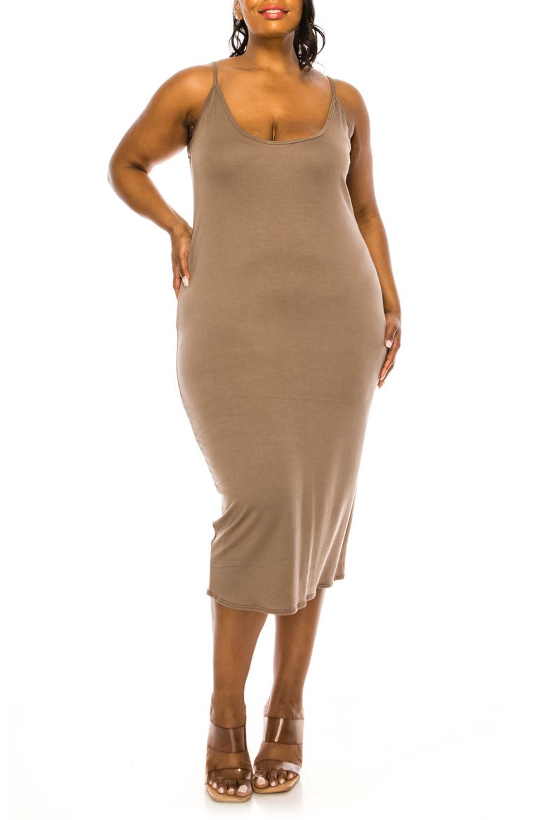 Jennie Stretch Midi Body-Con Dress, Main, color, MOCHA