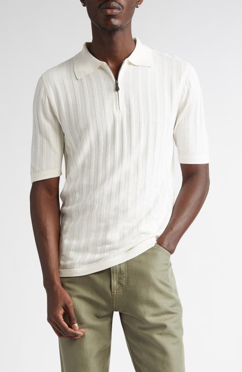 ISAIA Silk Rib Polo in Open White 