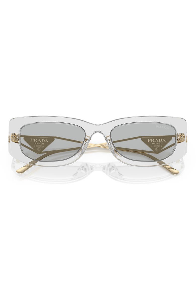 Prada 53mm Rectangular Sunglasses, Alternate, color, Transparent Grey