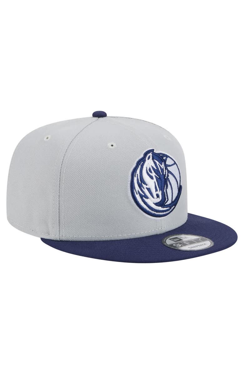 New Era Men's New Era Gray/Navy Dallas Mavericks Color Pack 2-Tone 9FIFTY Snapback Hat, Alternate, color, 