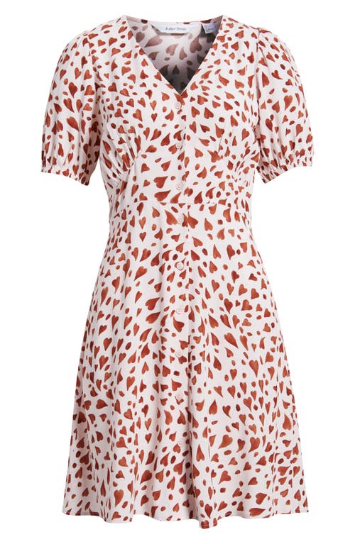 & Other Stories Zora Heart Print Dress In Pink Dusty Light