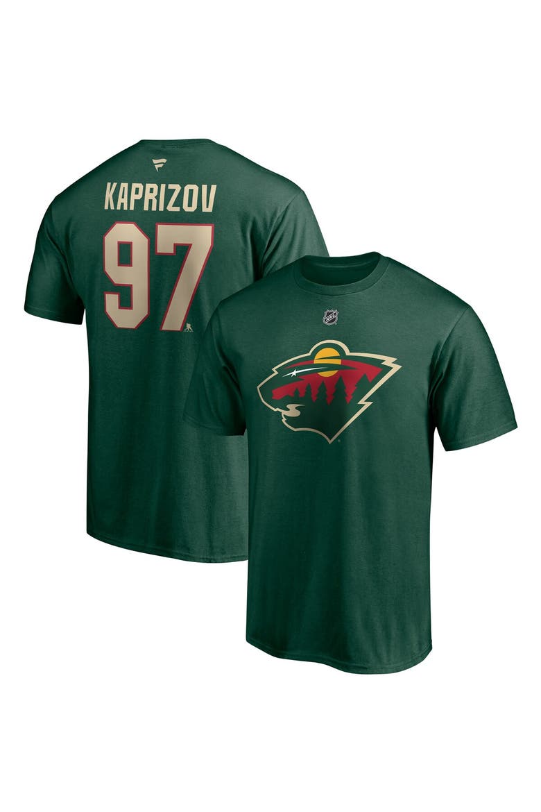 Men's Fanatics Branded Kirill Kaprizov Green Minnesota Wild Authentic Stack Name & Number T-Shirt, Alternate, color, GREEN