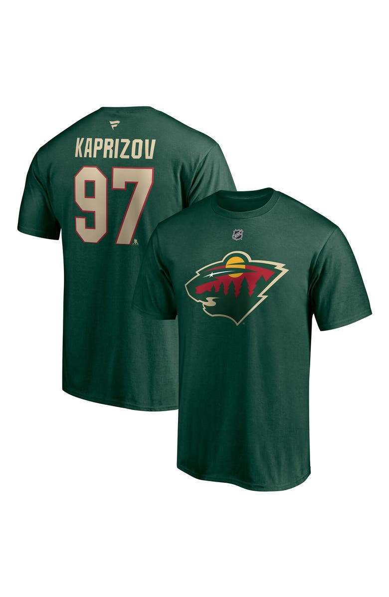 FANATICS Men's Fanatics Branded Kirill Kaprizov Green Minnesota Wild Authentic Stack Name & Number T-Shirt, Alternate, color, Green