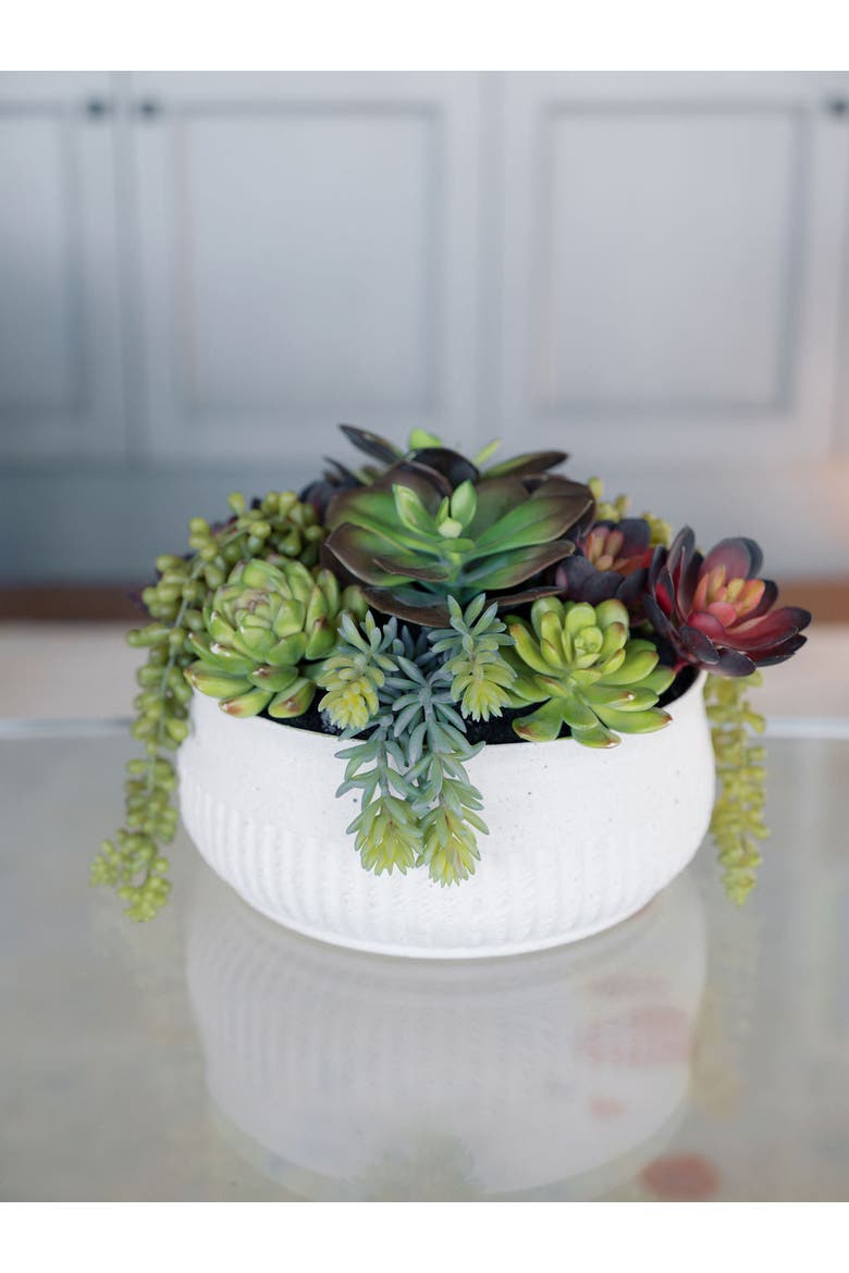 12" Succulent Arrangement, Alternate, color, White