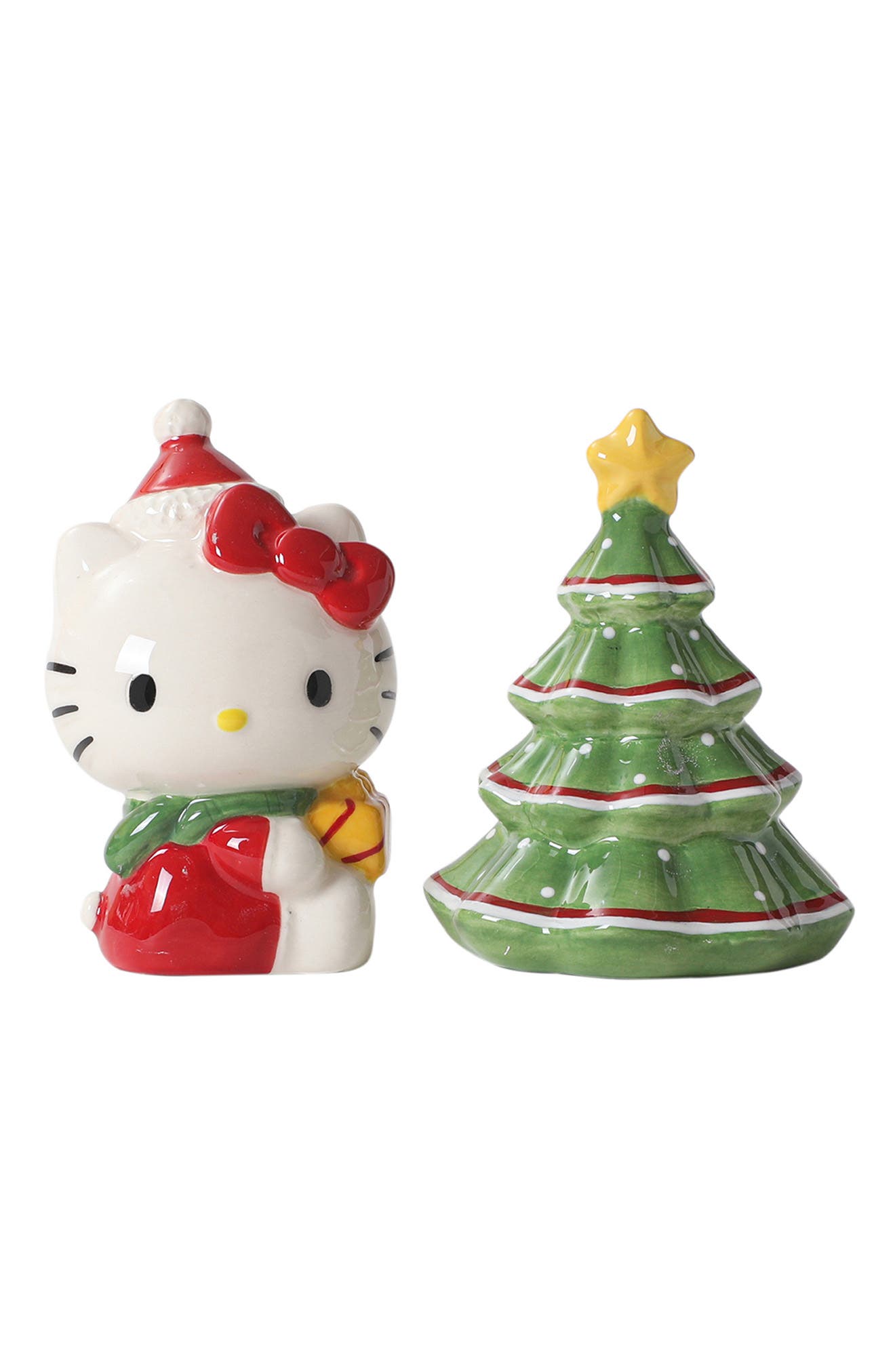 Blue Sky Clayworks Hello Kitty Christmas Tree Salt & Pepper Shaker Set