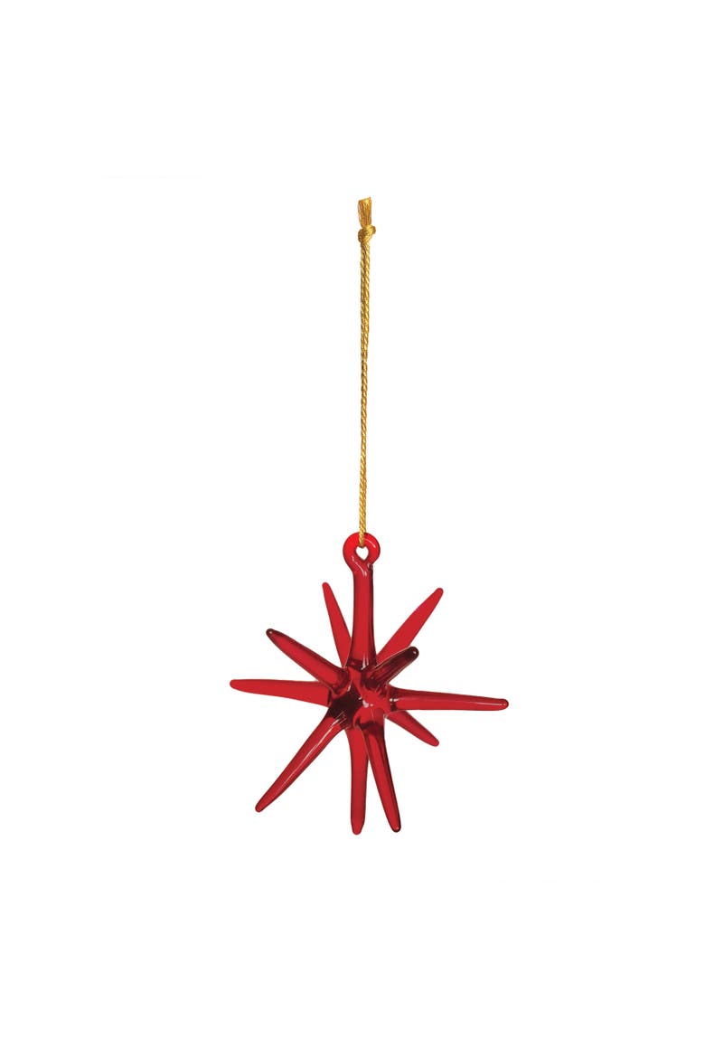 Handblown Glass Star Ornament, Main, color, Red