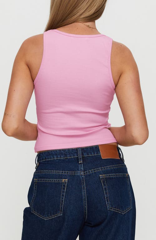 Princess Polly Baseline Square Neck Crop Rib Tank In Pink