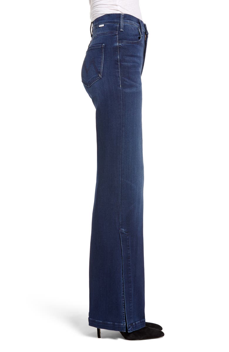 MOTHER The Hustler Sidewinder High Waist Slit Hem Bootcut Jeans, Alternate, color, 