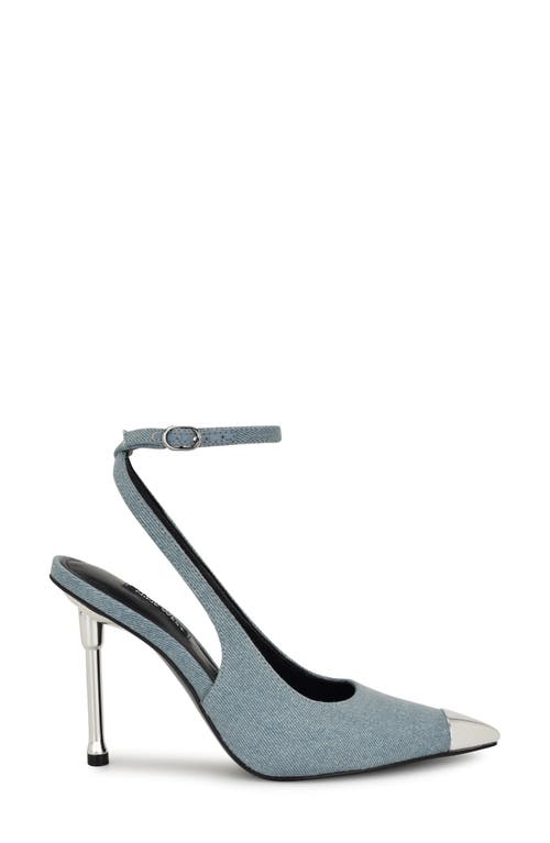 Shop Nine West Monroh Pointed Cap Toe Pump In Light Blue