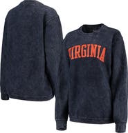 PRESSBOX Women's Pressbox Navy Virginia Cavaliers Comfy Cord Vintage Wash Basic Arch Pullover Sweatshirt