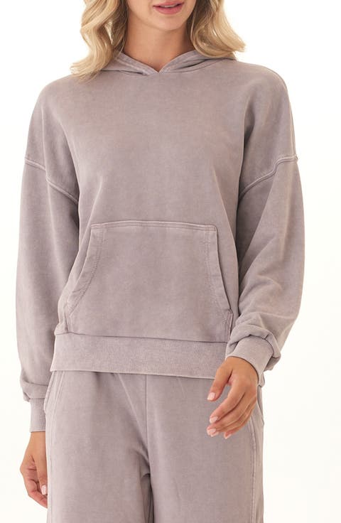 Tanya Mineral Wash Cotton Blend Fleece Hoodie