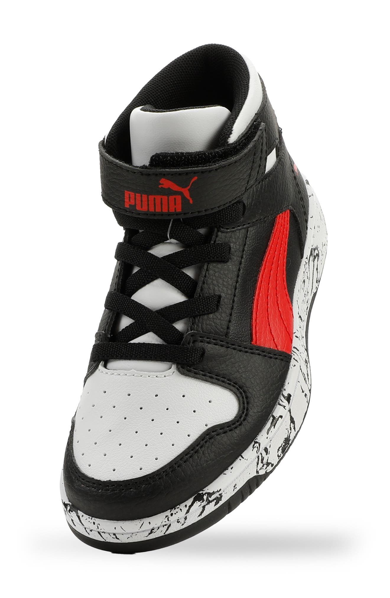 PUMA Kids' Rebound Layup High Top Sneaker, Alternate, color, Puma Black/ Red/ White